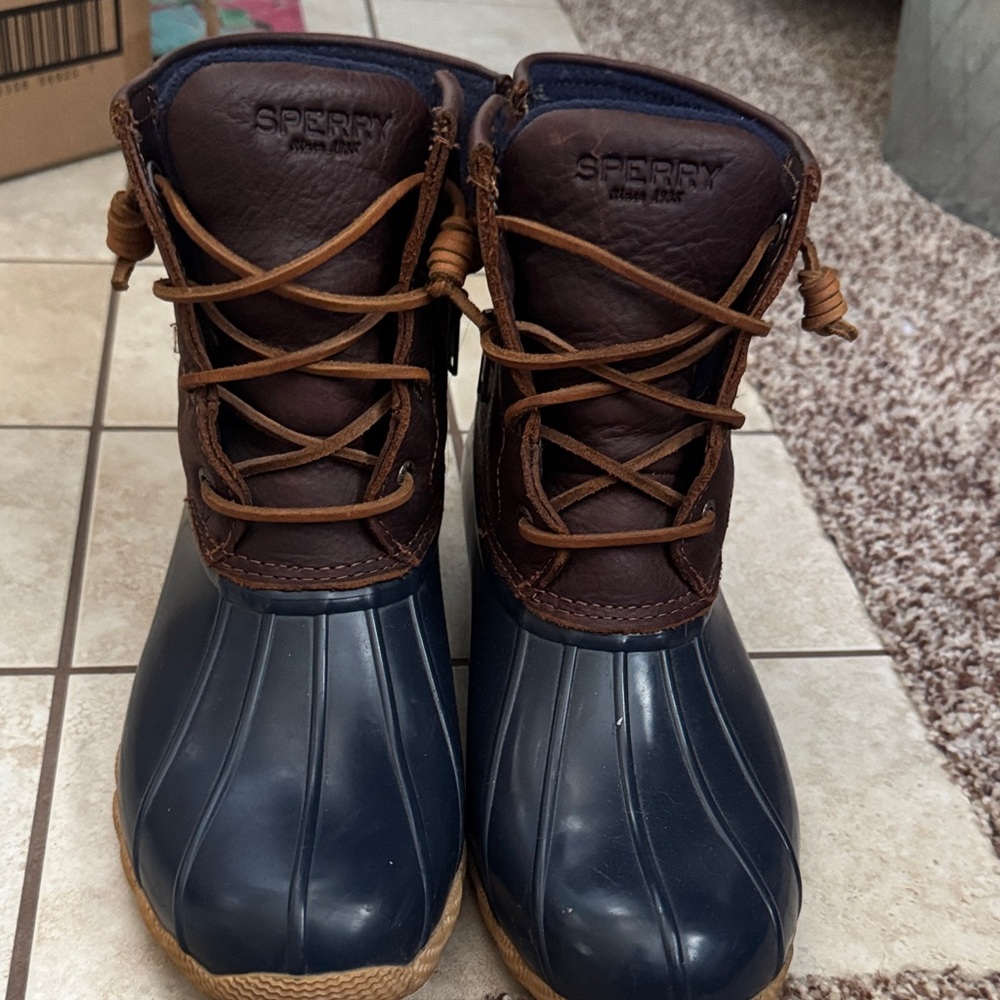 Sperry Navy and Brown Waterproof Boots